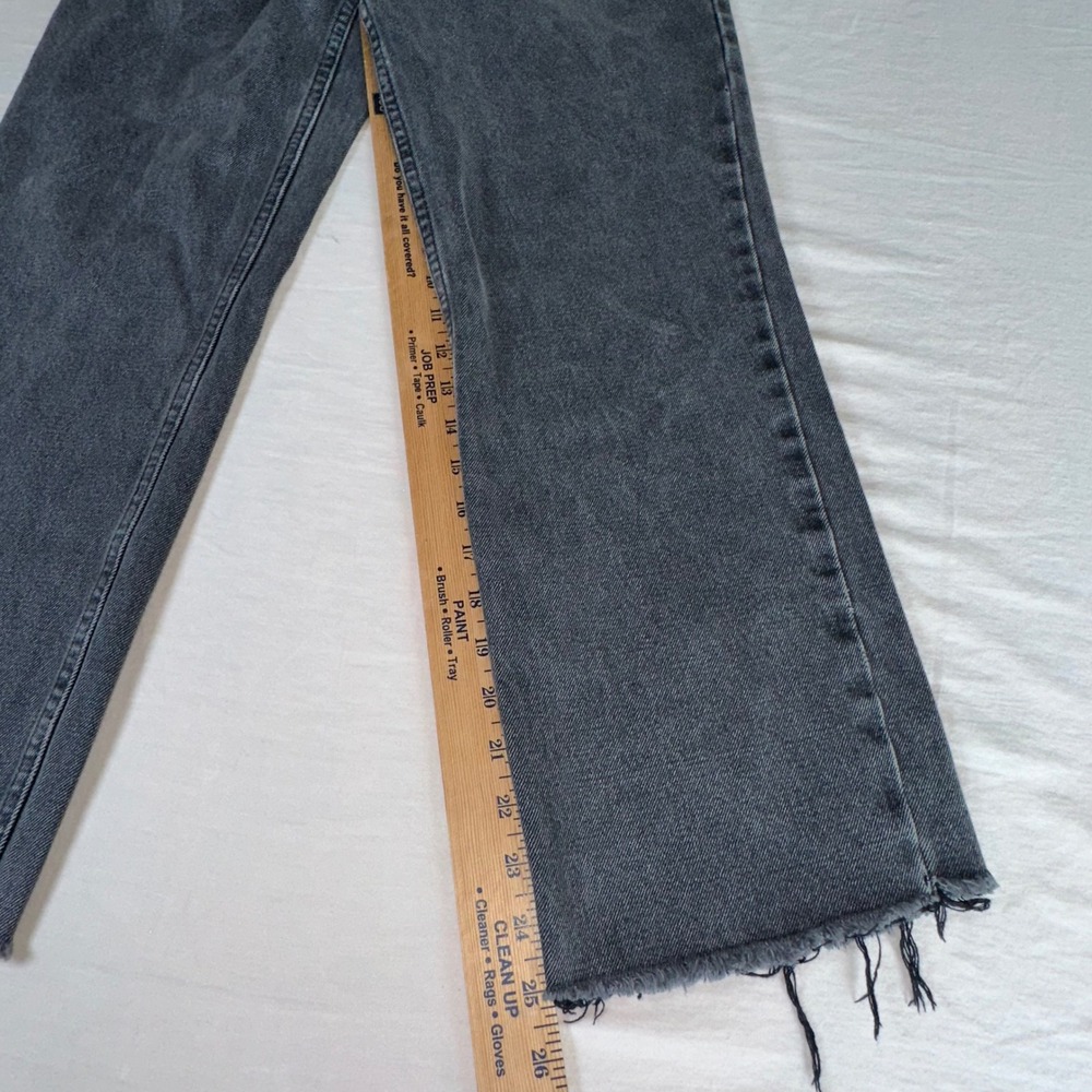 UNIF Washed Black High Waisted Raw Hem Straight Leg Jeans Size 27 100% Cotton - Picture 9 of 13